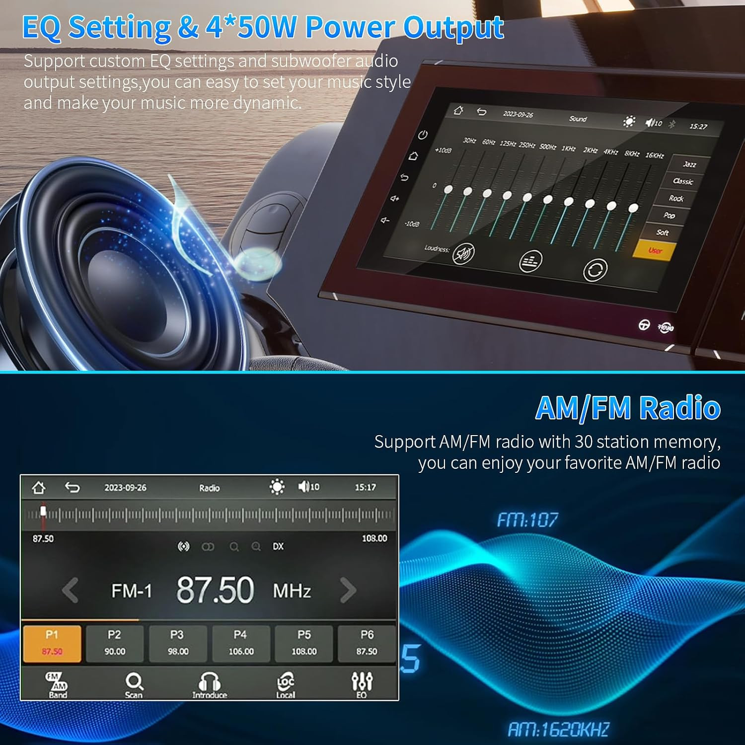 2026 Upgraded Marine Stereo with Wireless Carplay and Android Auto, Portable 8”