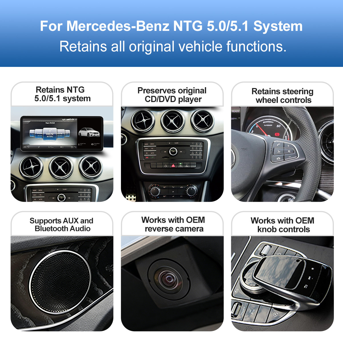 12.3″Apple Carplay Android Auto Upgrade Kit for Mercedes C Class GLA GLC NTG5.0
