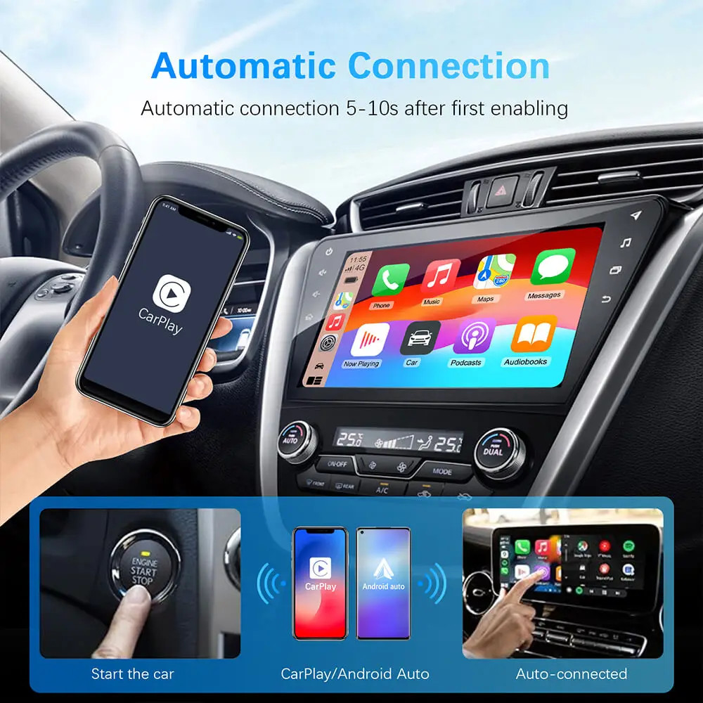 2-in-1 Wireless CarPlay & Android Auto Adapter USB Dongle OEM Stereo Plug & Play