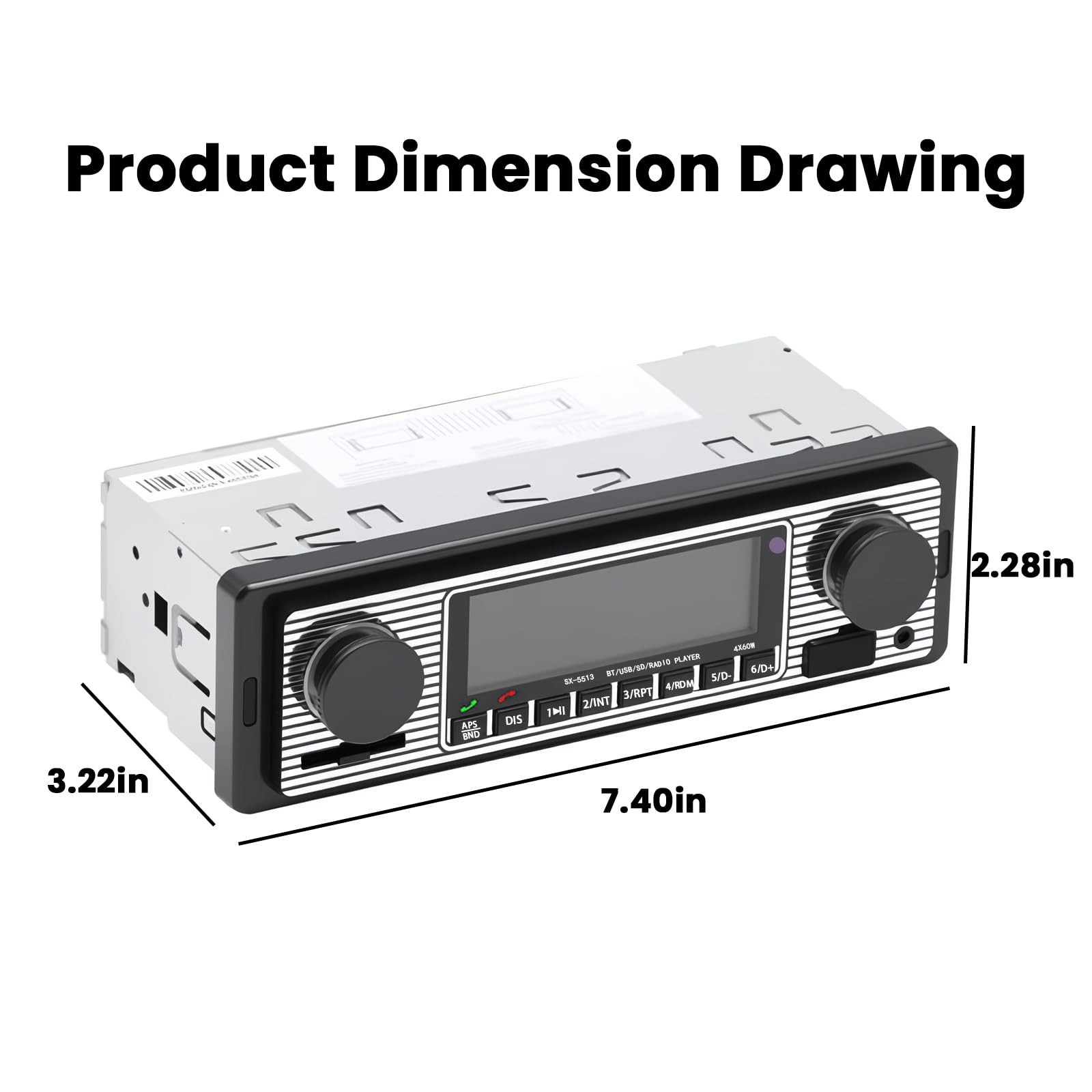 Bluetooth Single Din Car Stereo, Hands-Free Calling, FM Radio, USB/SD/AUX, Remot