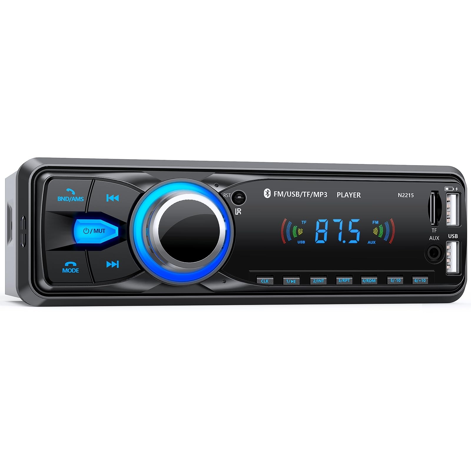 Bluetooth Car Stereo Single DIN, Hands-Free FM Radio, USB/AUX/SD/MP3 Player