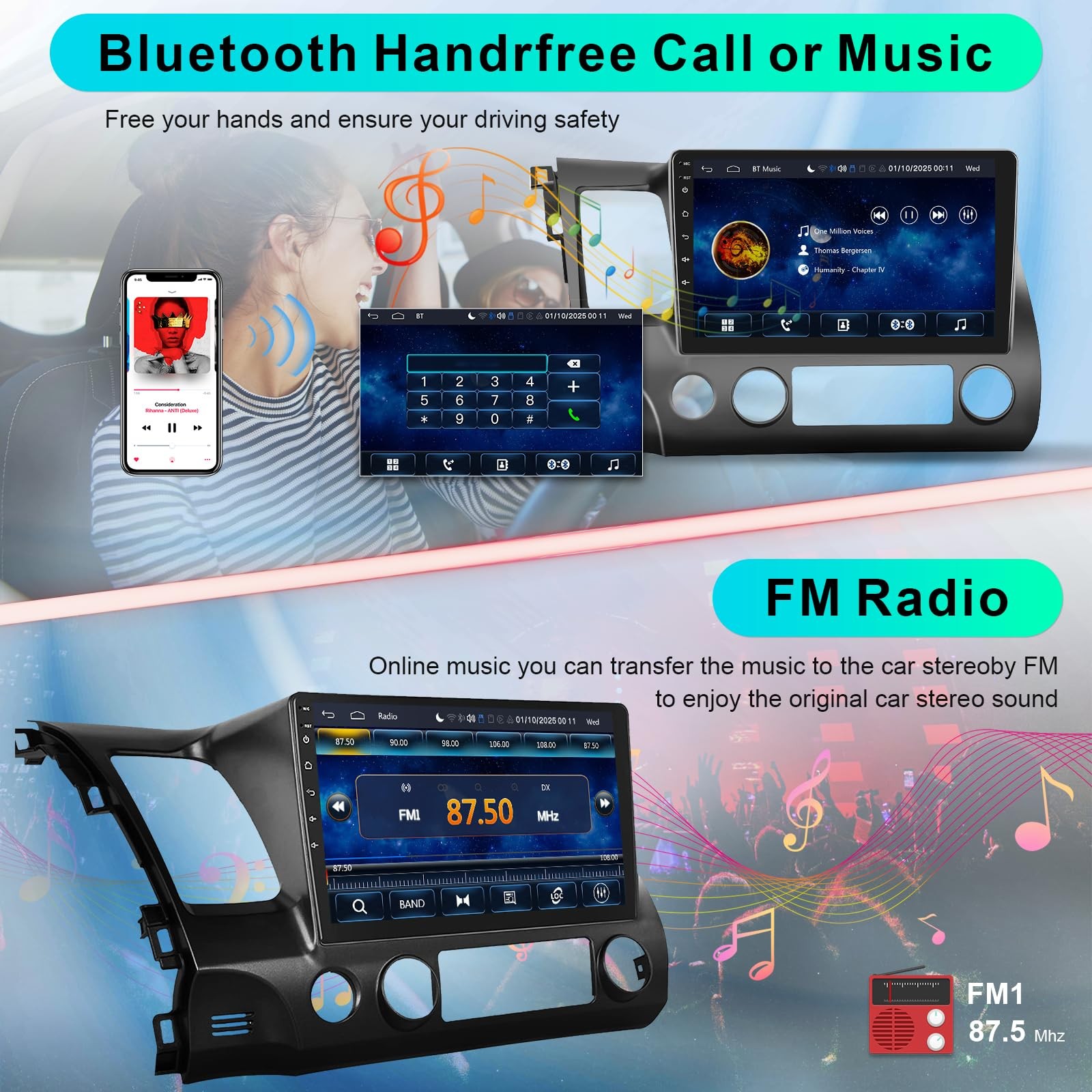 Car Stereo Radio for Honda Civic 2006 2007 2008 2009 2010 2011 with Wireless …