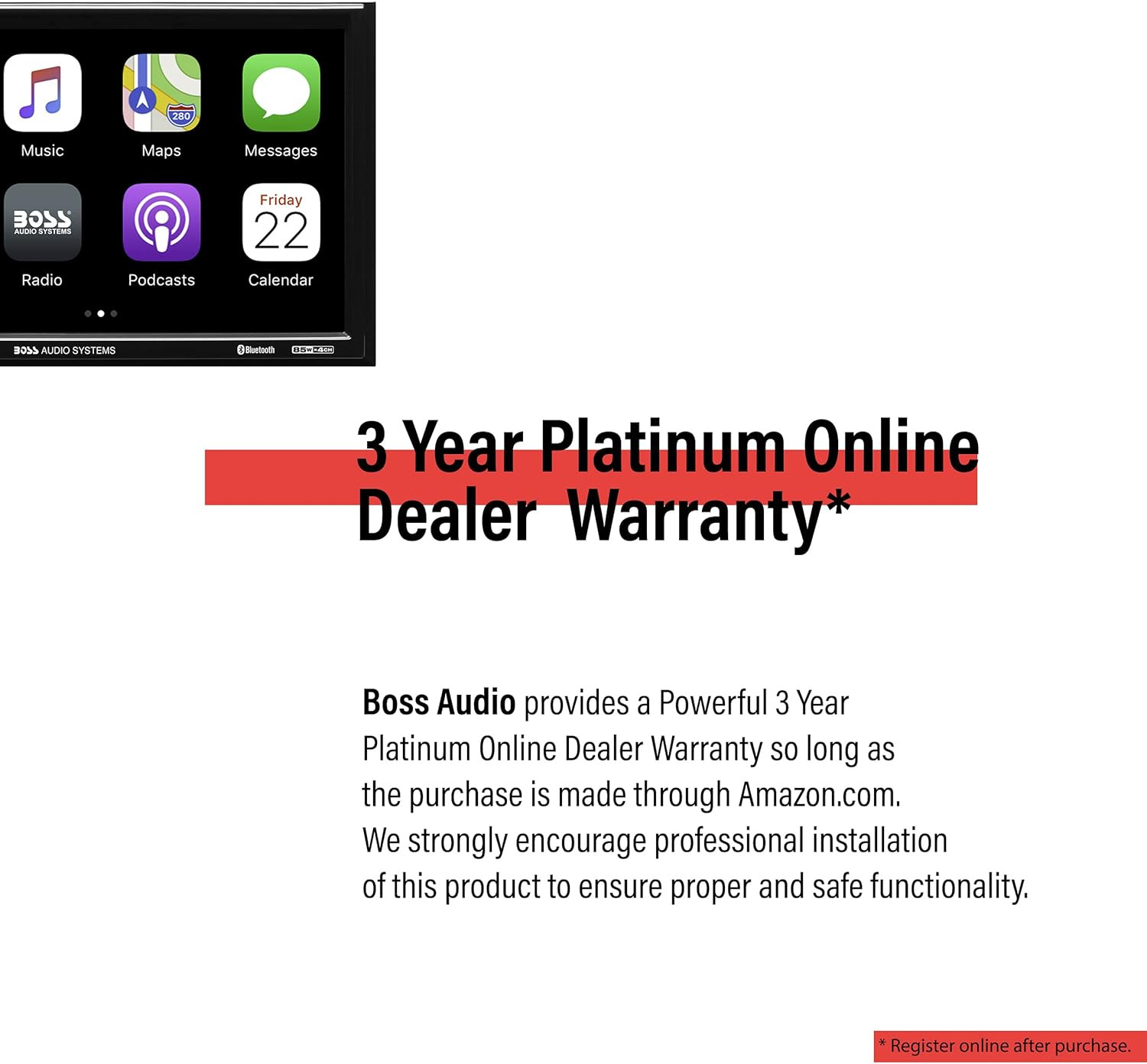 BVCP9700A Car Stereo – Apple Carplay, Android Auto, Double Din, 7 Inch Touchscre