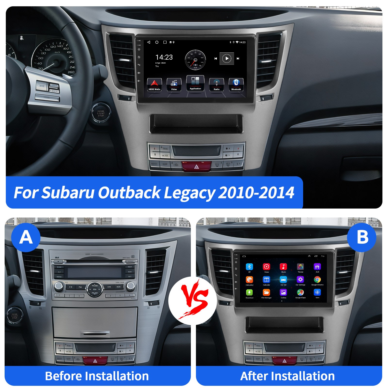 CarPlay For Subaru Legacy Outback 2009-2014 Car Stereo Radio Android 15 GPS 64GB