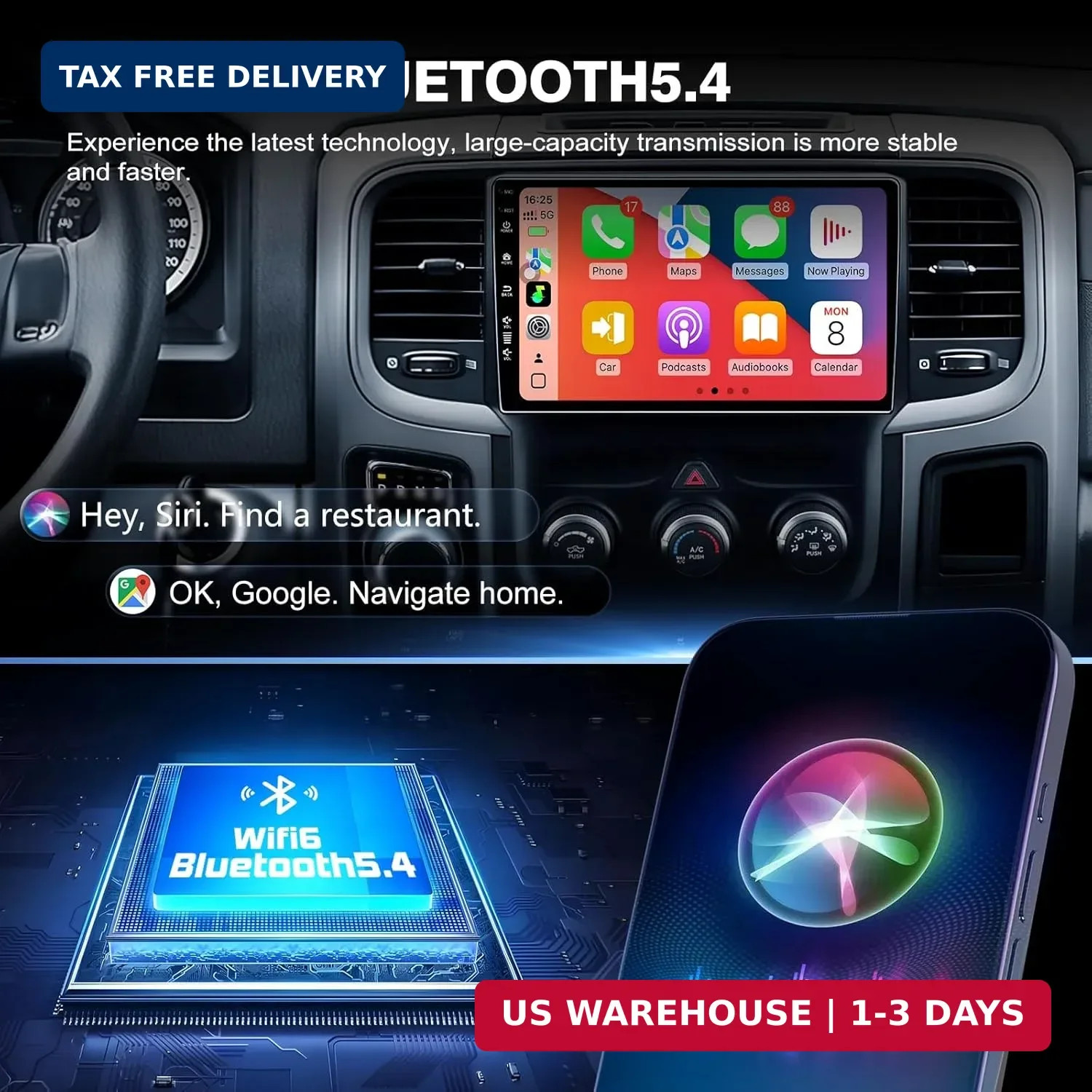 Car Radio Stereo for Dodge RAM 1500 2500 3500 2013-2018,9″ Android 13 Touchscree
