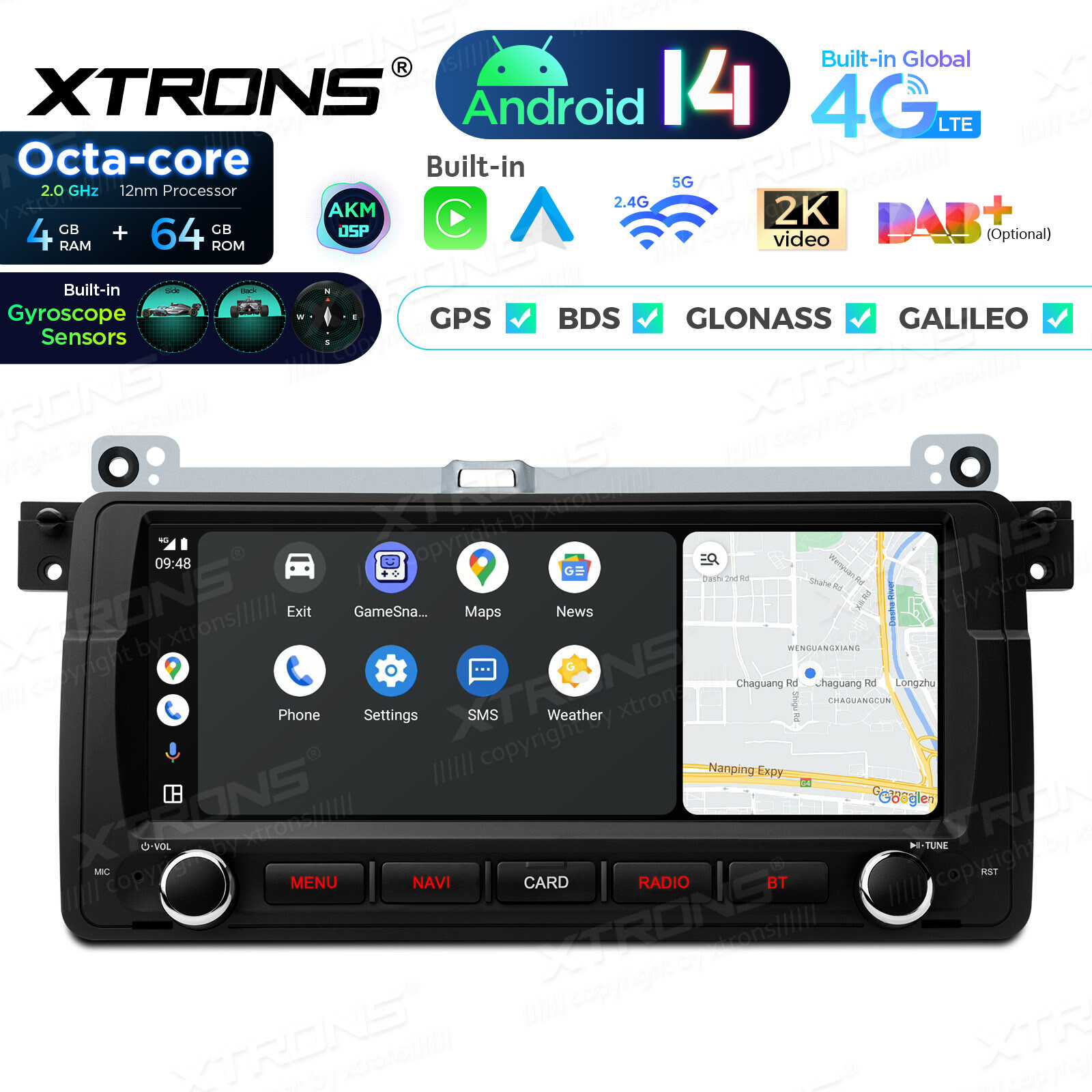 Car Stereo Radio 4G WiFi Android 13 8-Core GPS Sat Navi 32GB DSP For BMW E46 M3