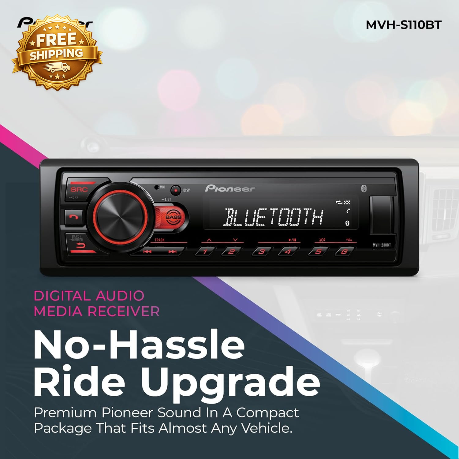 1-Din Digital Media Car Stereo with Bluetooth Digital Media Receiver USB Input