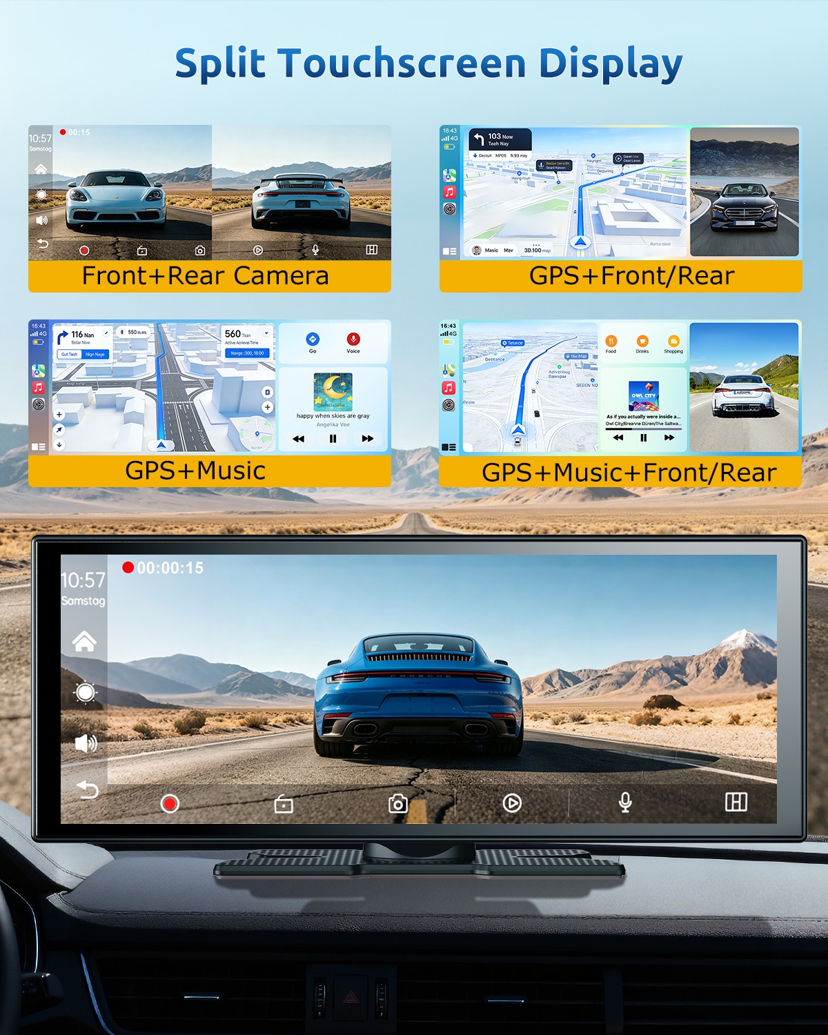 11.3″ 4K Car Wireless Touch Screen Apple CarPlay Tablet Android Auto Radio +64GB