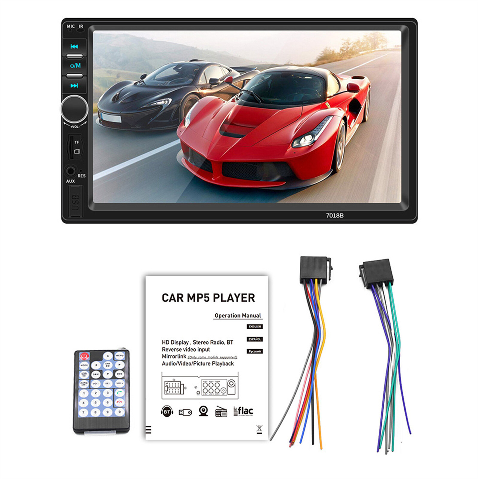 7018B Double Din 7″ Car Stereo Audio MP5 Player USB FM Multimedia Radio W/Camera