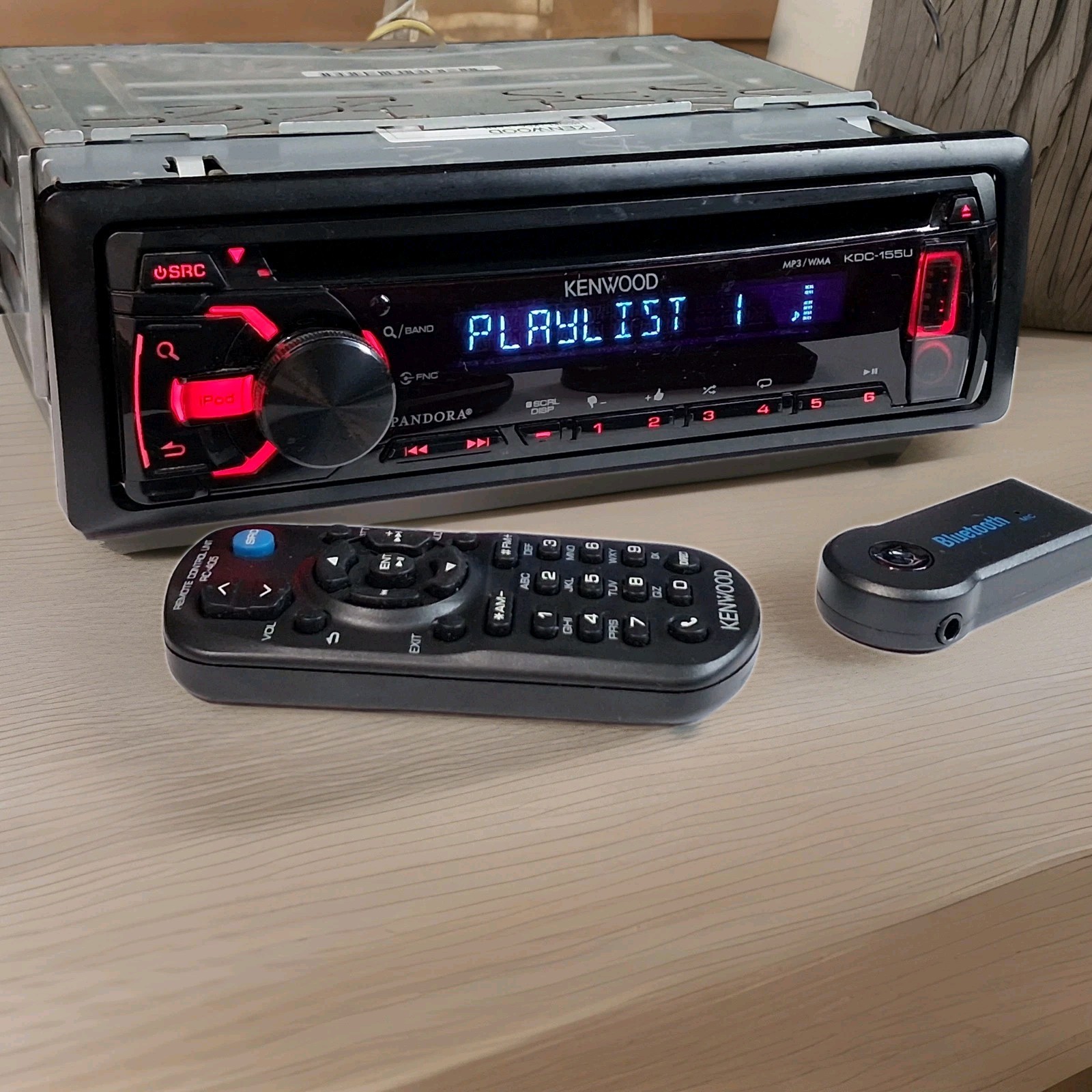 Kenwood KDC-155U CD/USB Car Stereo Receiver w/ Remote & FREE Bluetooth Adapter