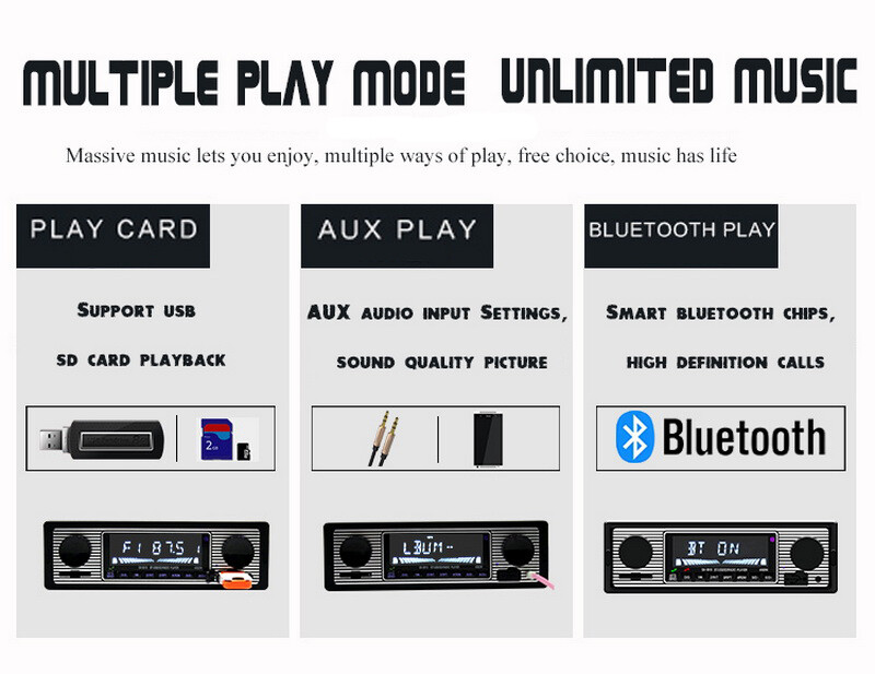1 Din Car Stereo Audio Radio Car In-Dash Player Bluetooth Head Unit MP3 USB AUX