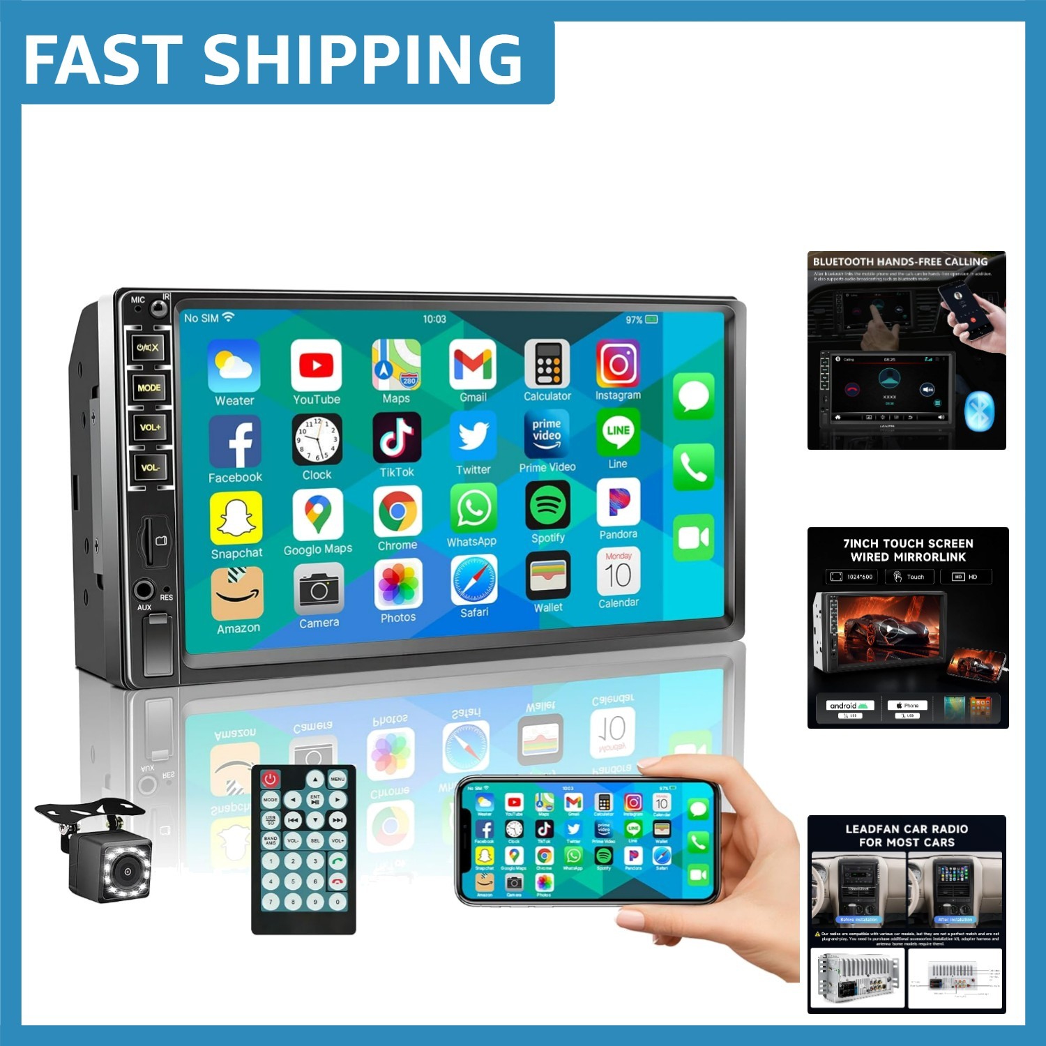 High-Resolution Car Stereo with Hands-Free Calling & Mirror Link Support