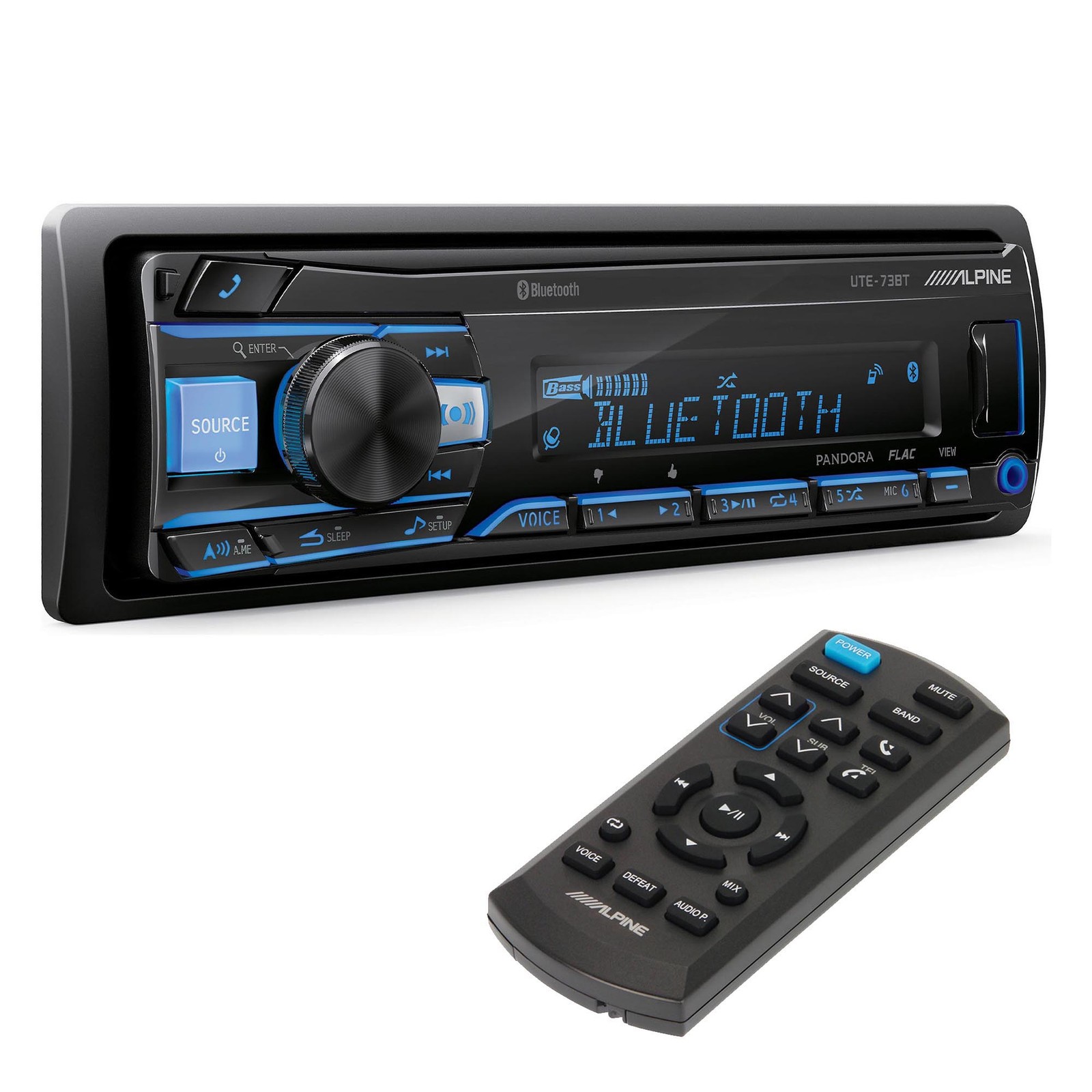 Alpine UTE-73BT Receiver & RUE-4360 Remote Bundle – Bluetooth Multimedia