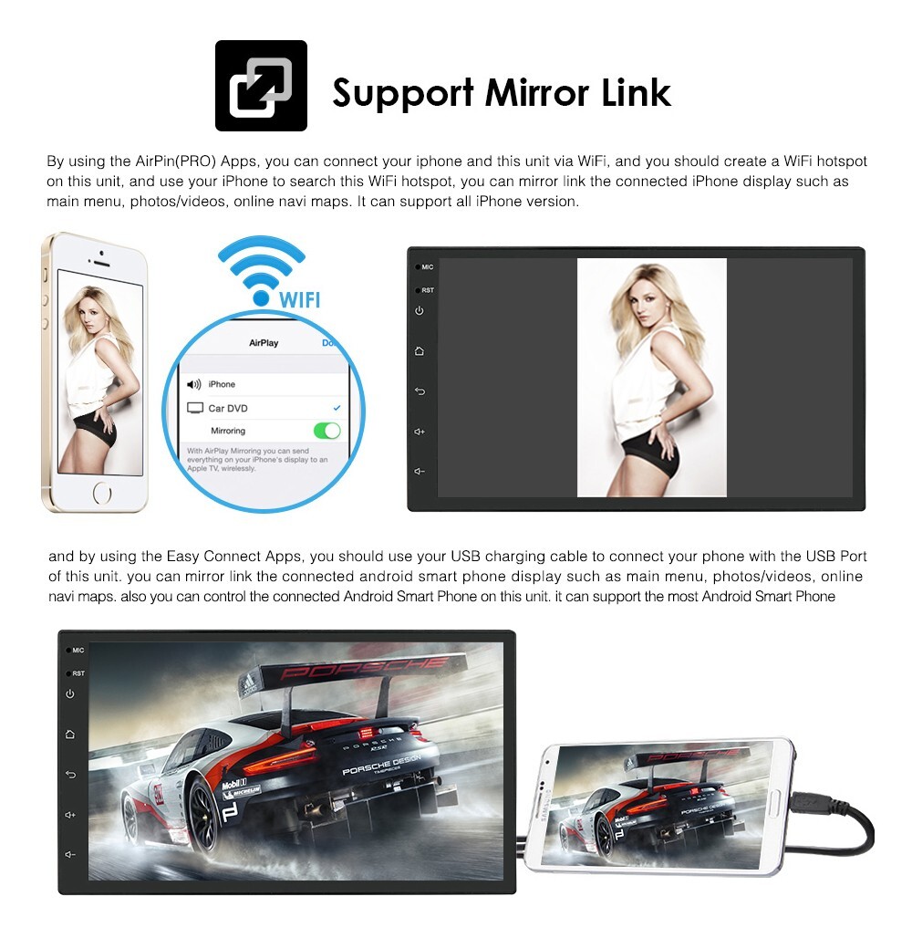 2 DIN 7inch Android 11 CarPlay Car Stereo Radio GPS Navi Player BT WiFi +Camera