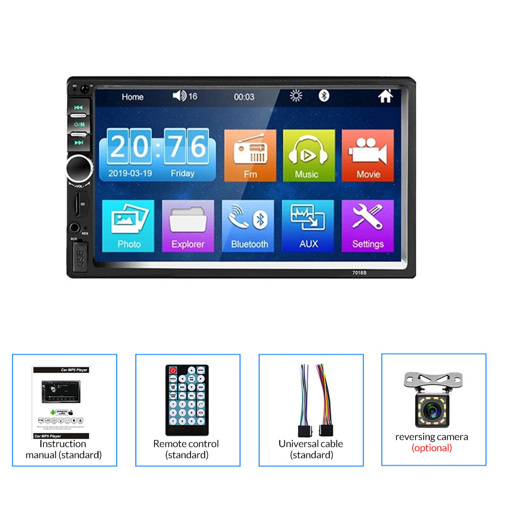 7″ 2Din Touch Screen Stereo Bluetooth FM Radio Car MP5 Player with Rear Camera