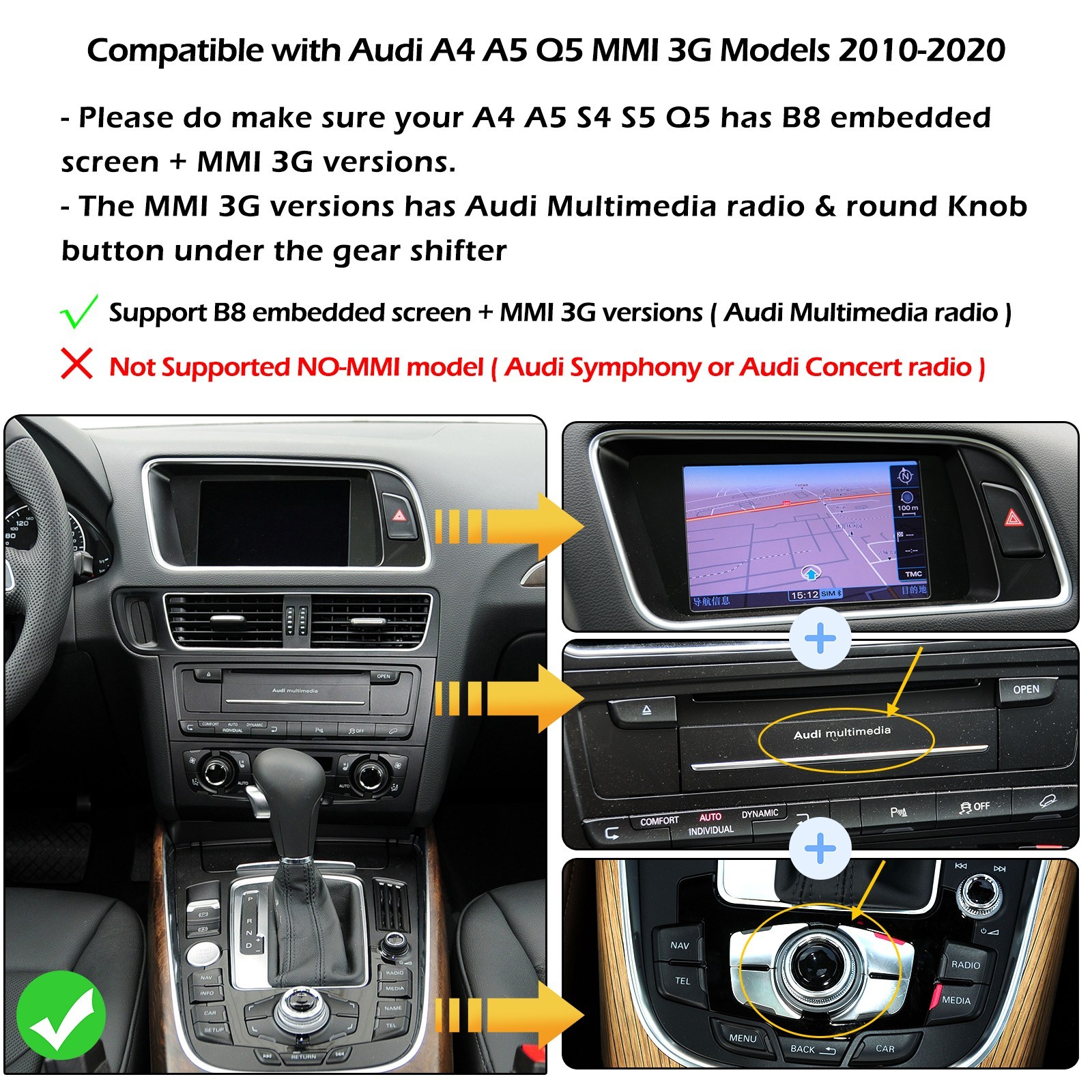 For Audi A3 A4 A5 A6 A7 A8 Q3 Q5 Q7 Wireless CarPlay Android Auto Upgrade Kit