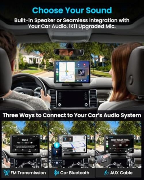 11″ Extra Large Wireless Apple CarPlay Screen for Car – Ultra-Slim 0.16 Inch