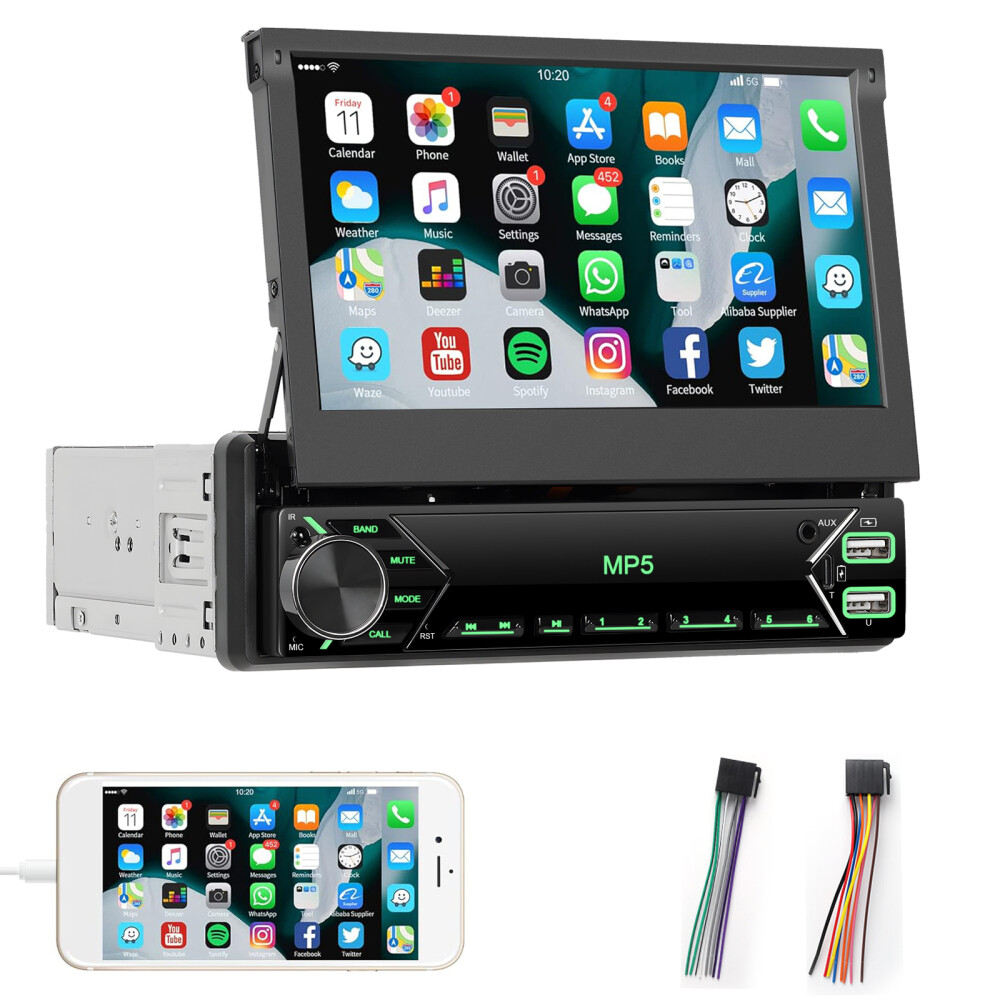 7″ Single 1 DIN Flip out Touch Screen Car MP5 Stereo Radio Bluetooth Mirror Link