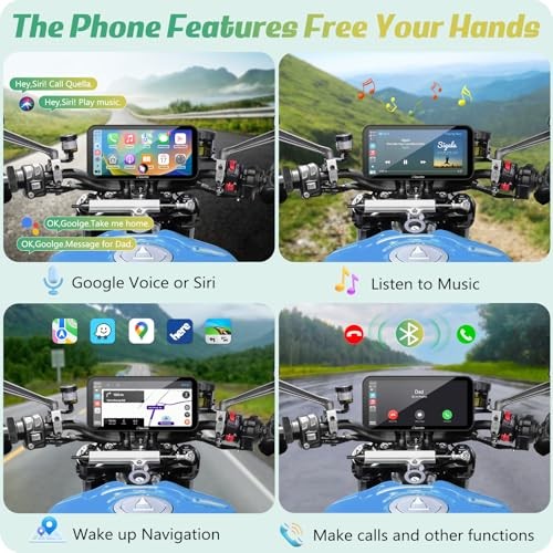 W603D Motorcycle GPS Carplay Screen, Wireless CarPlay & Android Auto 6.3 inch