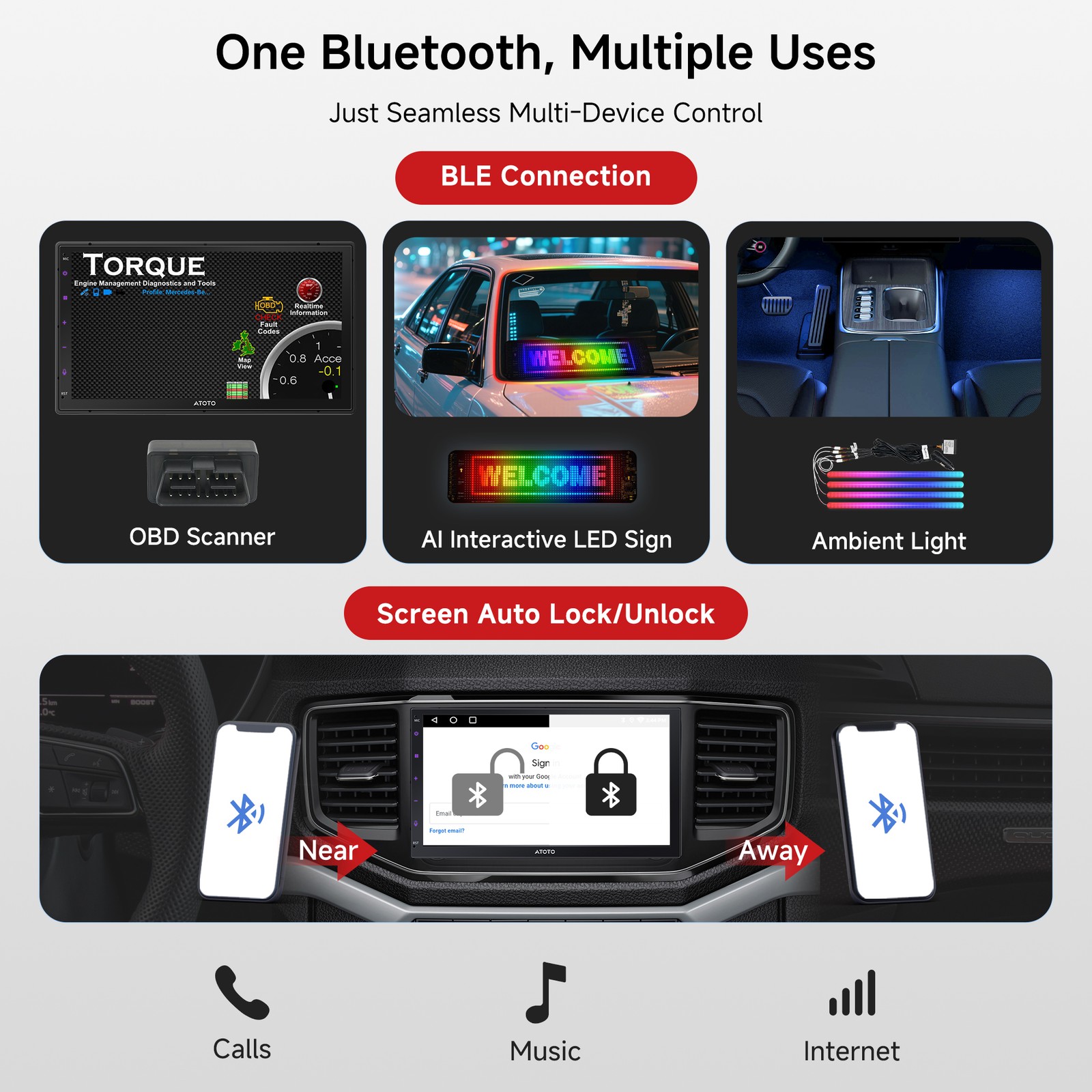 ATOTO 7″ Double Din Android Car Stereo Bluetooth Wireless CarPlay w/ Dual Camera