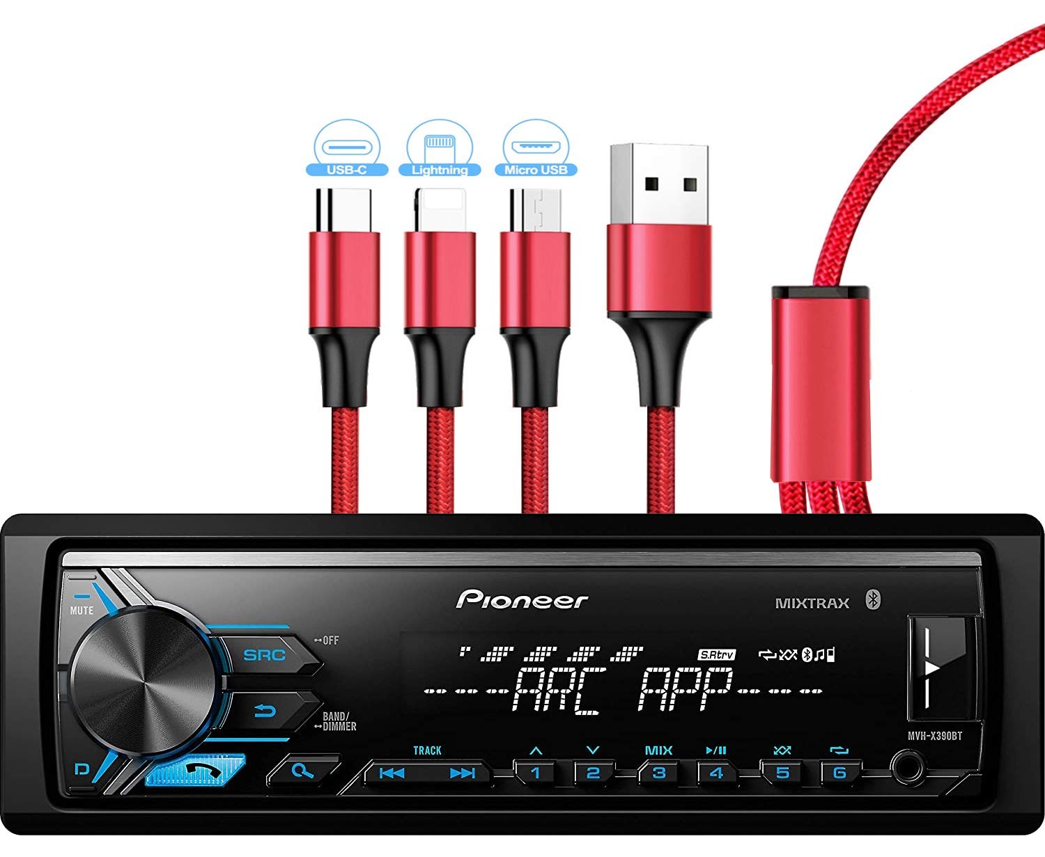 Pioneer MVH-X390BT Digital Media Receiver with Pioneer ARC app, MIXTRAX, Buil…