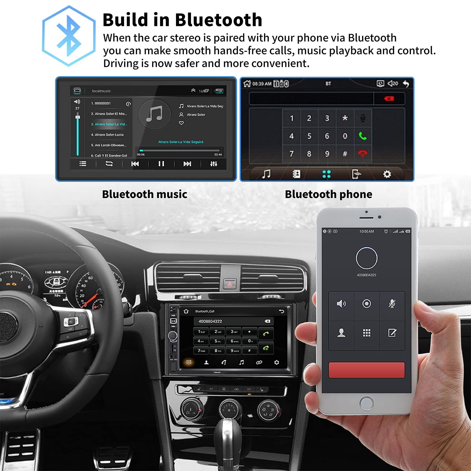 Estereo De Doble Din Với Control De Voz Y Camara De Reversa De Lujo Pro