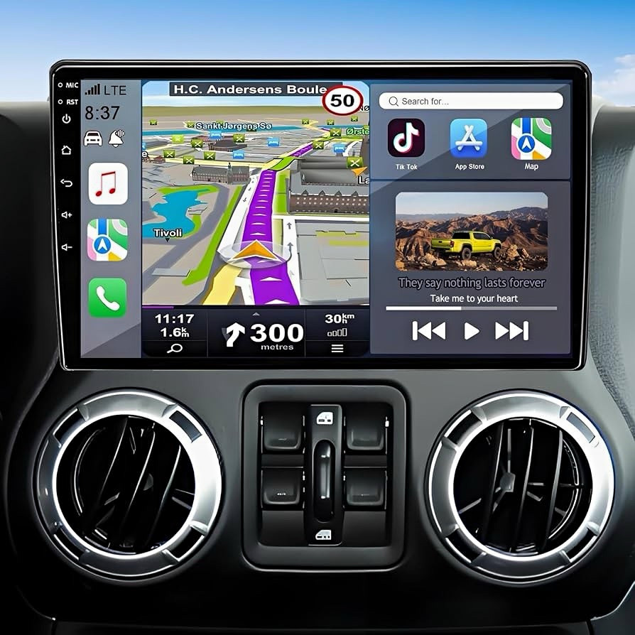Car Radio Replacement for Jeep Wrangler JK 2007-2018: 8-Core 4GB+64GB 10.2 Inch