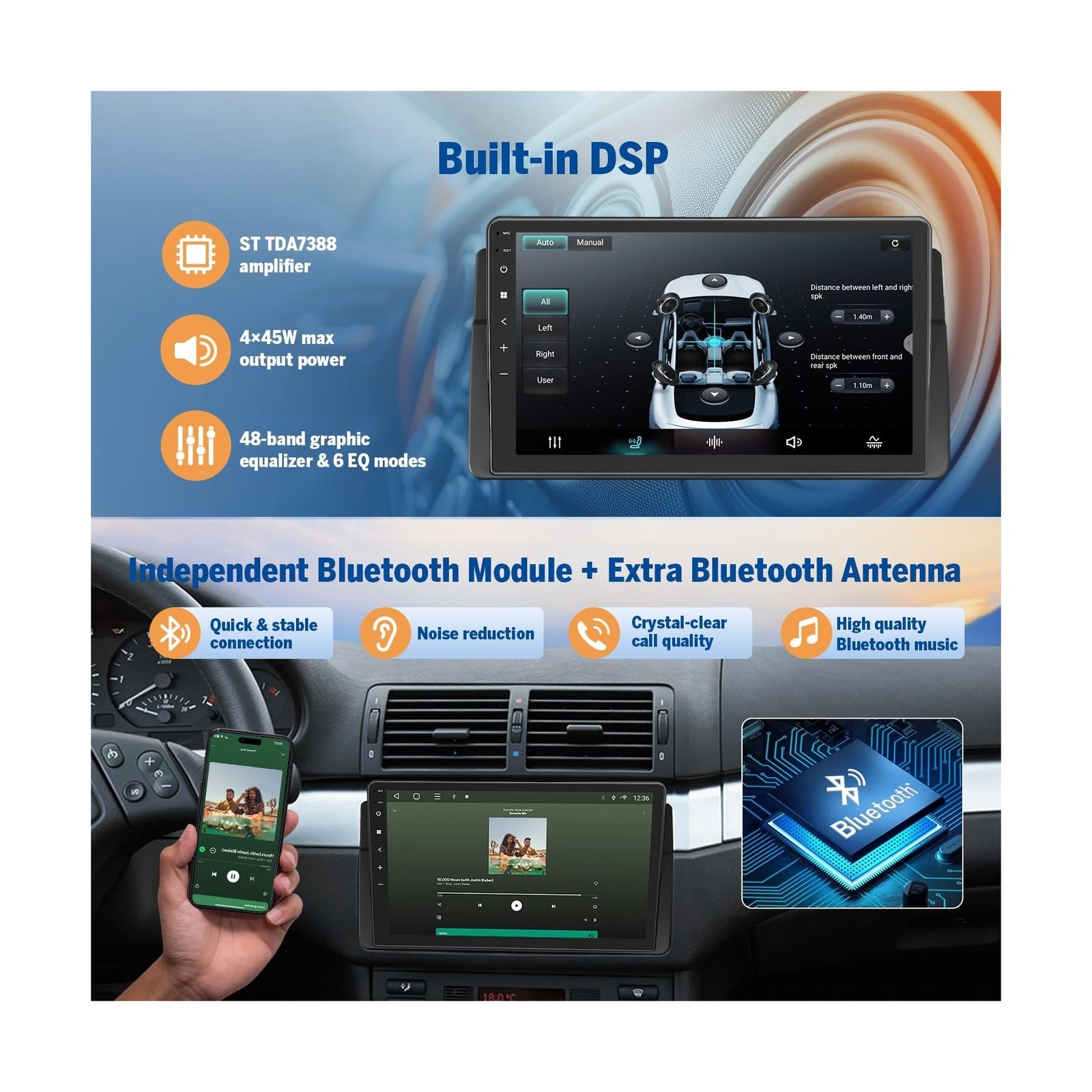 Eonon Car Stereo for BMW 3 Series 325i 330i M3 (E46) 1998-2006, Android 14 Wi…