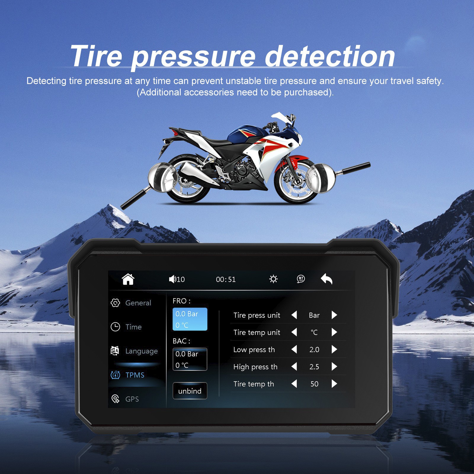 5-inch Wireless CarPlay Android Auto Navigation Sunproof for Motorcycles