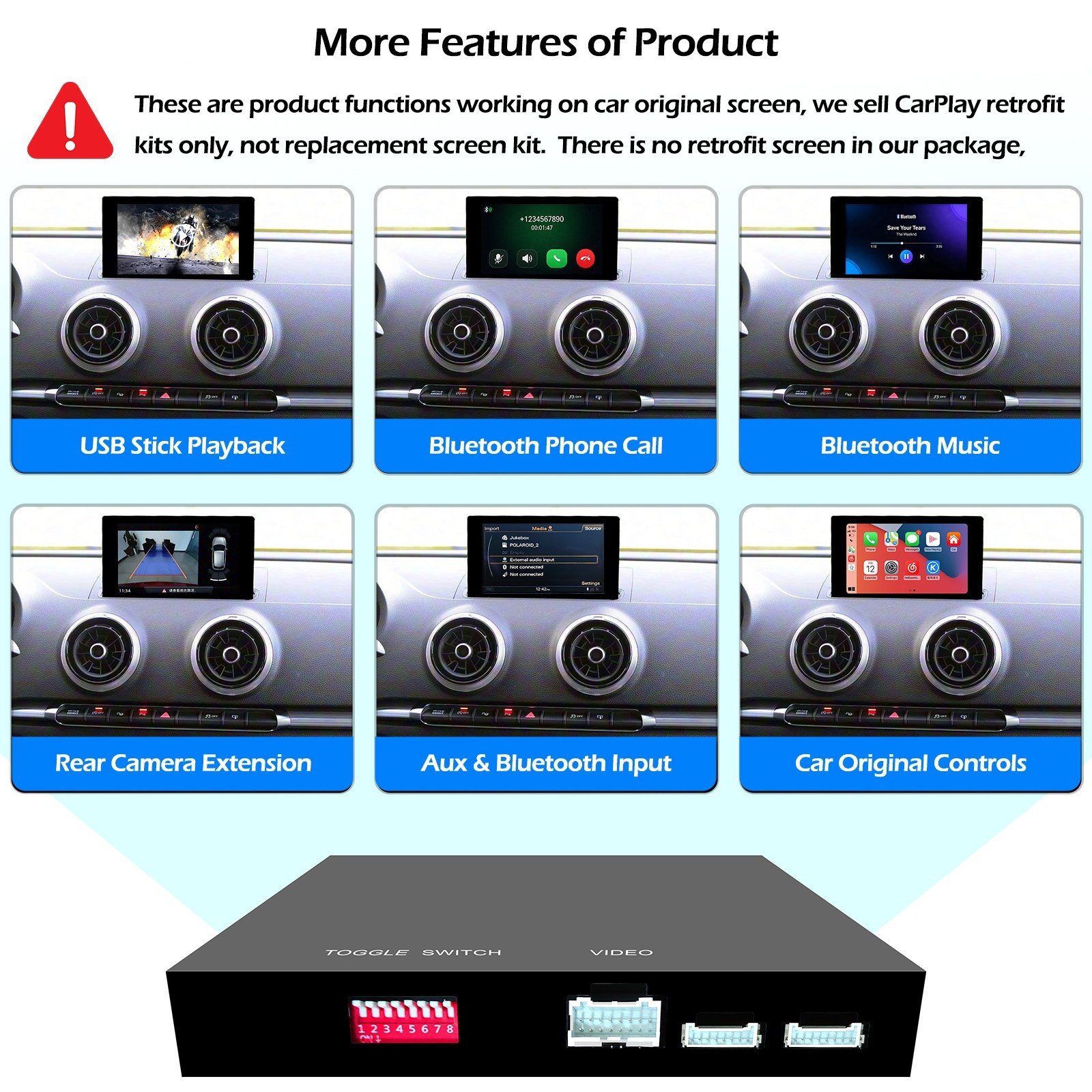 For Audi A3 A4 A5 A6 A7 A8 Q3 Q5 Q7 Wireless CarPlay Android Auto Upgrade Kit