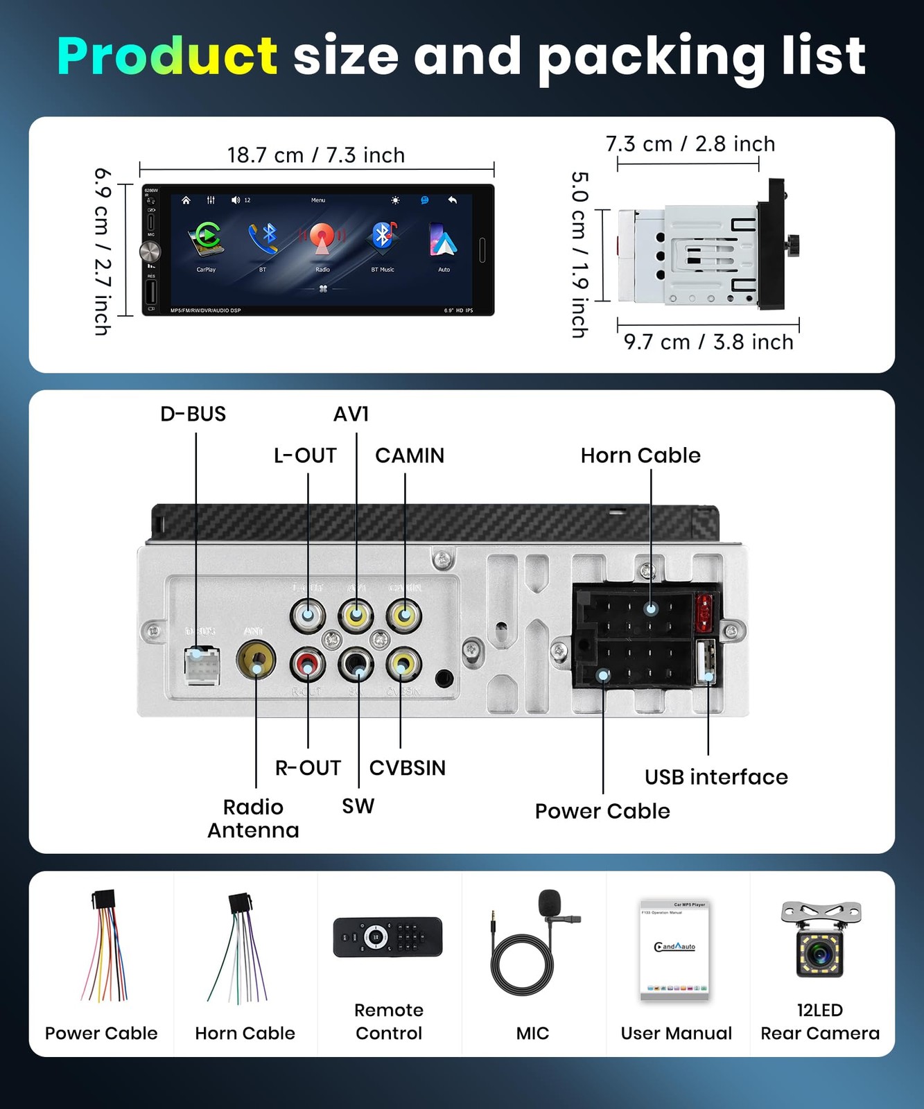 Single Din Car Stereo with Wireless Carplay Android Auto-2025 Upgraded…