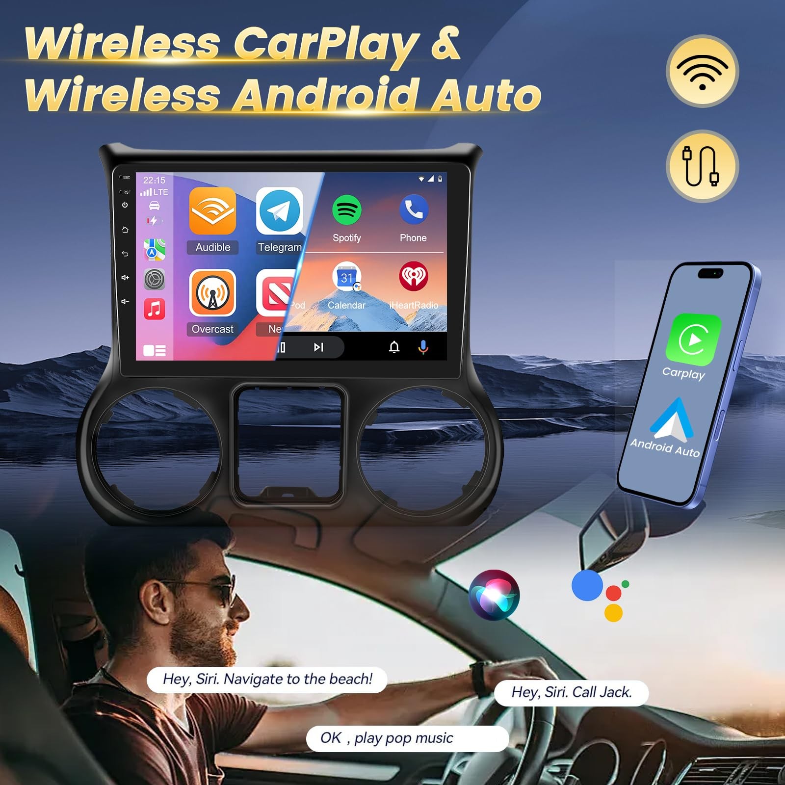 [2G+64G] 10 inch Screen for Jeep Wrangler Radio 2015 2016 2017, Android Wrang…