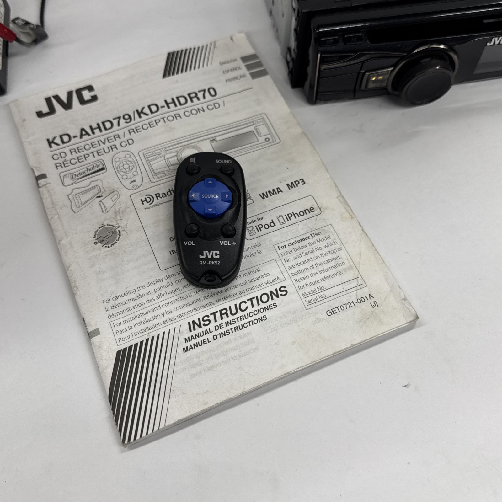 JVC CD RECEIVER KD-AHD79 Car Stereo Aux USB HD Radio With Remote