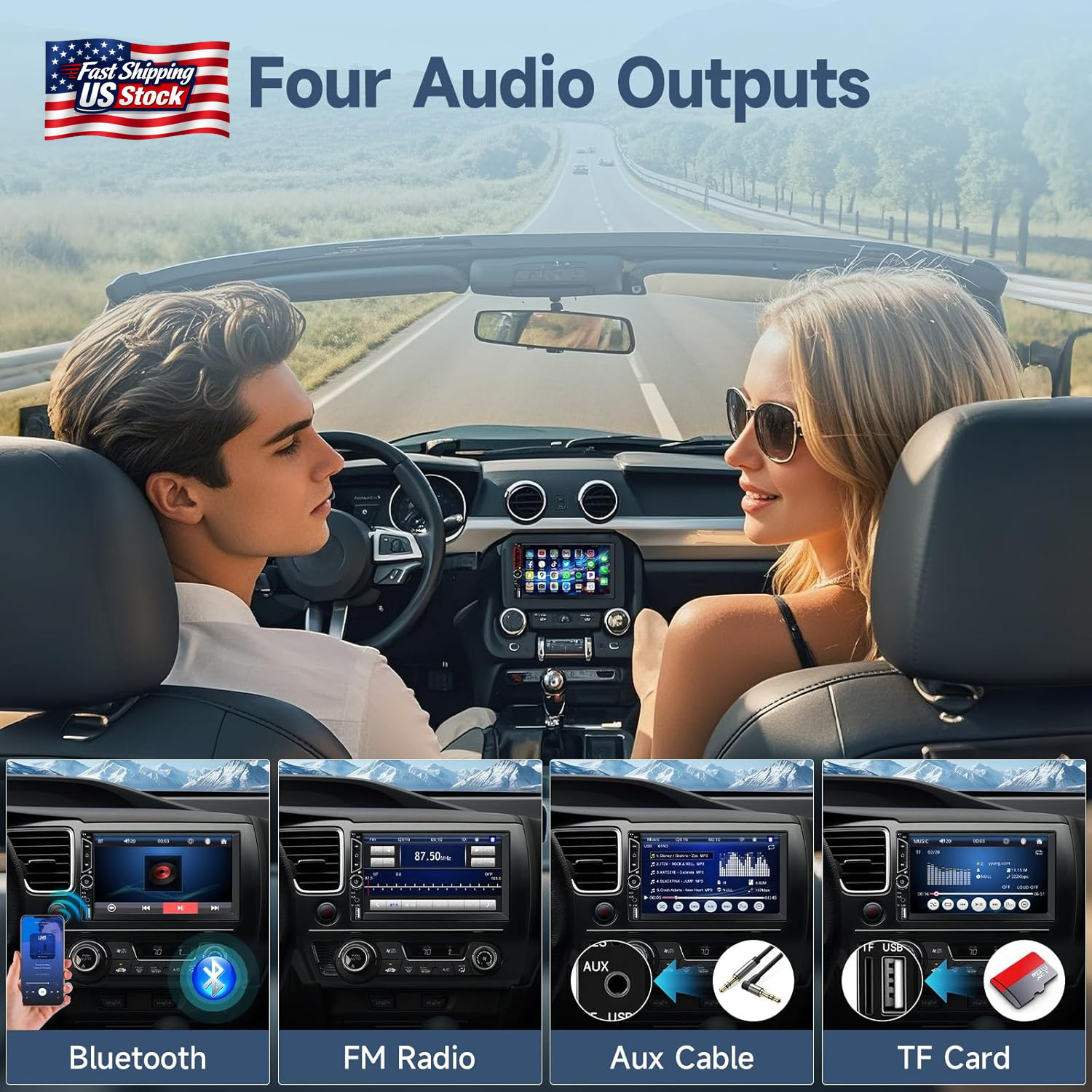 Leadfan 7Inch Car Stereo Double Din Radio Touchscreen with Backup Camera Multime