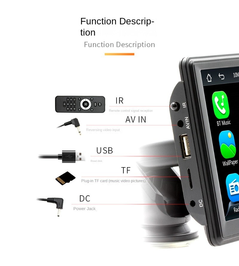 New 7 Inch Portable Wireless Carplay CarPlayer Multimedia Bluetooth Card Host