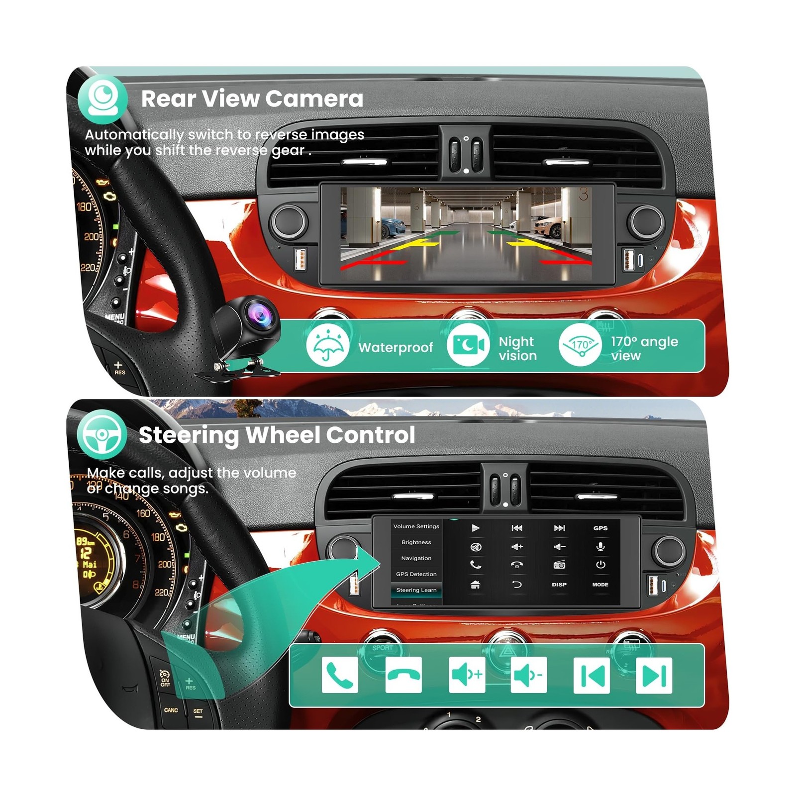 4+64GB Car Radio for Fiat 500 2007-2015 with Wireless Carplay&Android Auto, A…