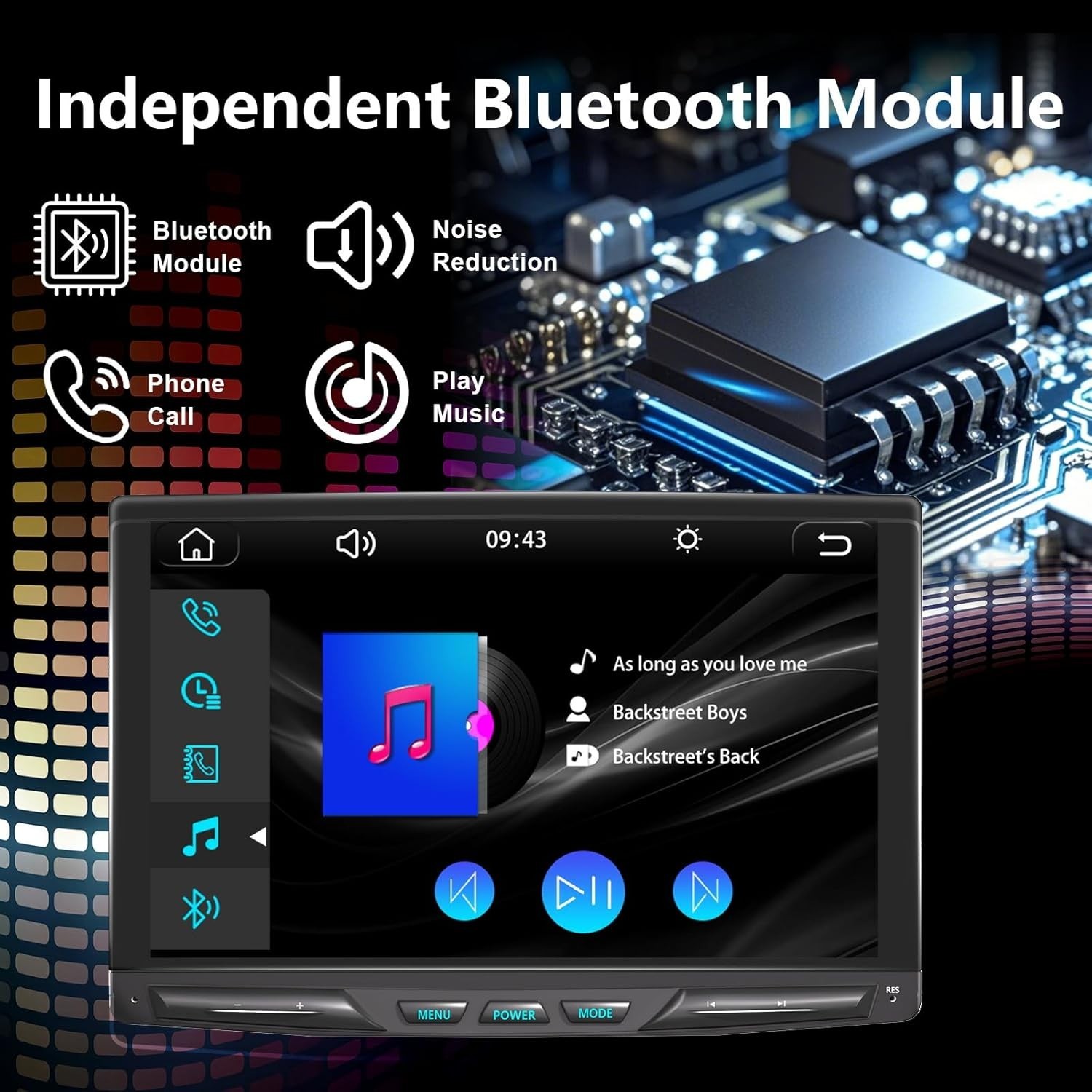 10.1″ Detachable Adjustable Single Din Car Stereo W/L Carplay Android Auto