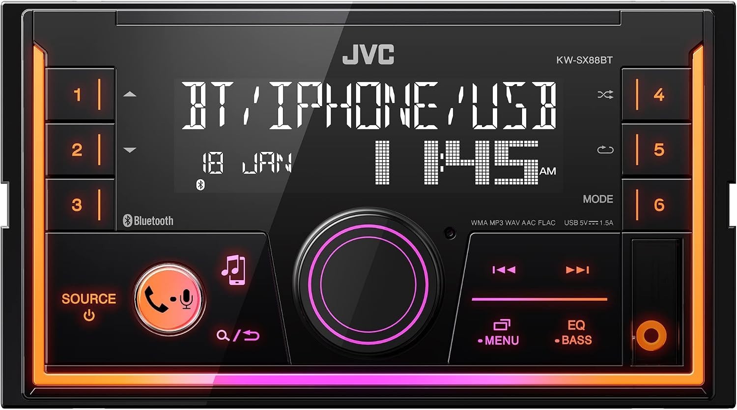 KW-SX88BT Double DIN Car Stereo Bluetooth 200W Receiver 13-Band EQ USB Spotify