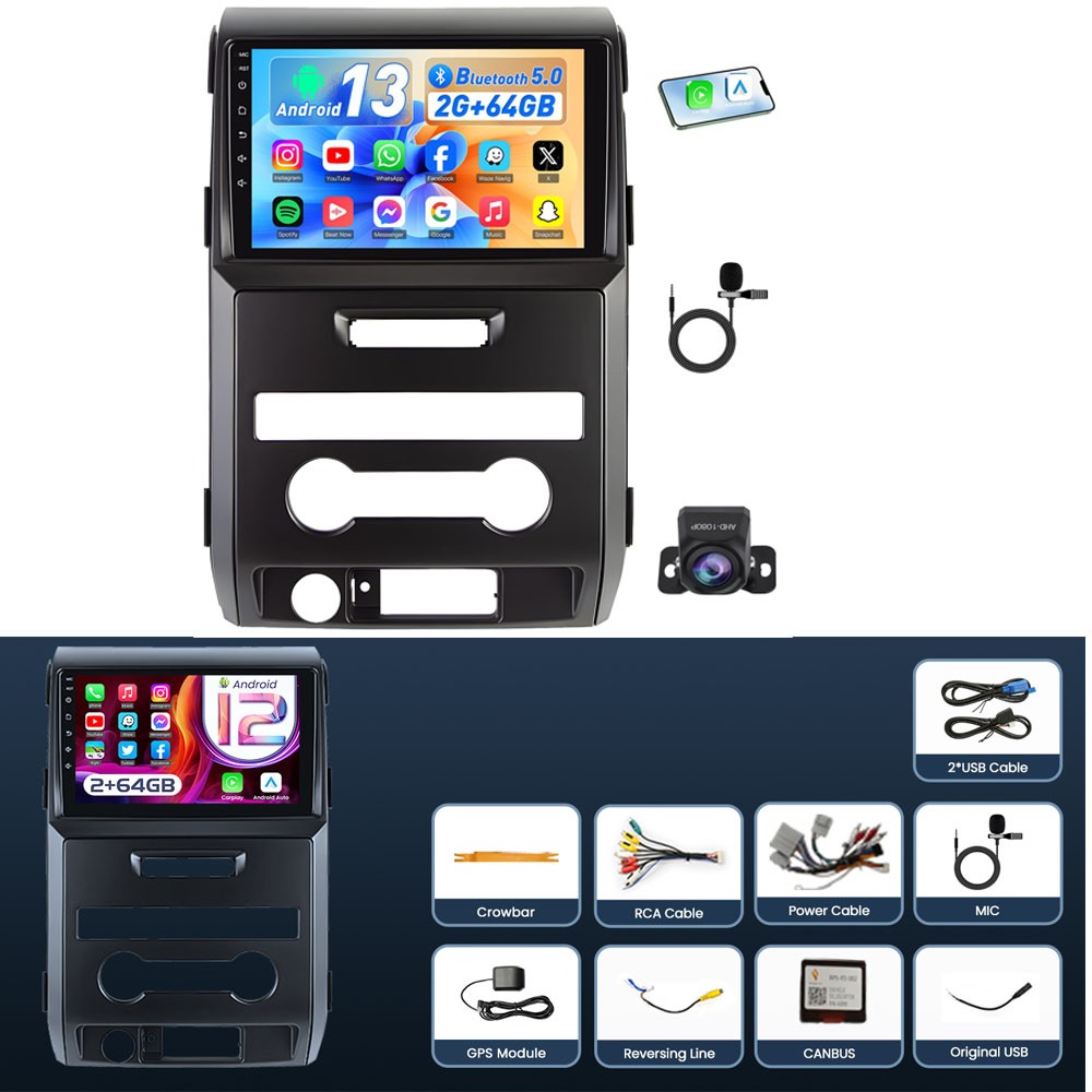 4+64G For 2009 2010 11 12 2013 Ford F150 Car Radio Auto GPS Carplay FM 1280*800