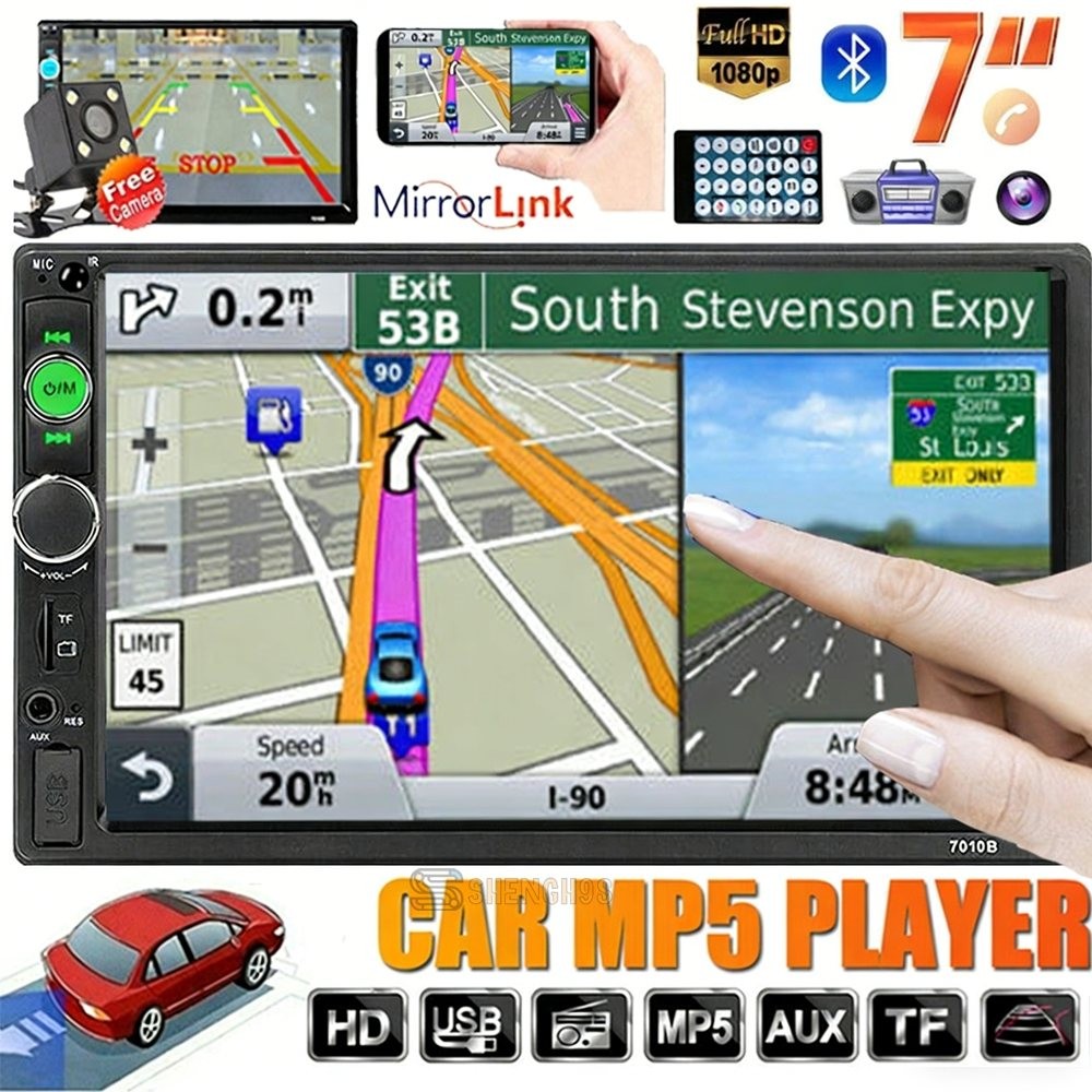 HD Touch Double 2DIN Car Stereo Bluetooth Radio Mirror Link for GPS+ Rear Camera