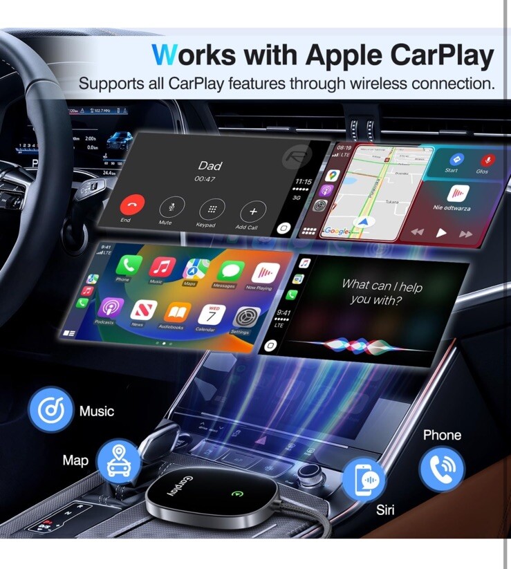 Wireless CarPlay Adapter 2024 Upgraded, Converts Factory Wired-iPhone Compatible