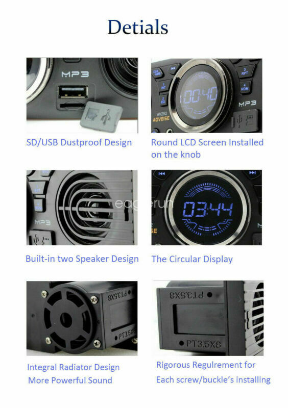 SD Car Radio Stereo MP3 Player Speaker In-Dash 12V 1 Din Bluetooth FM AUX USB TF