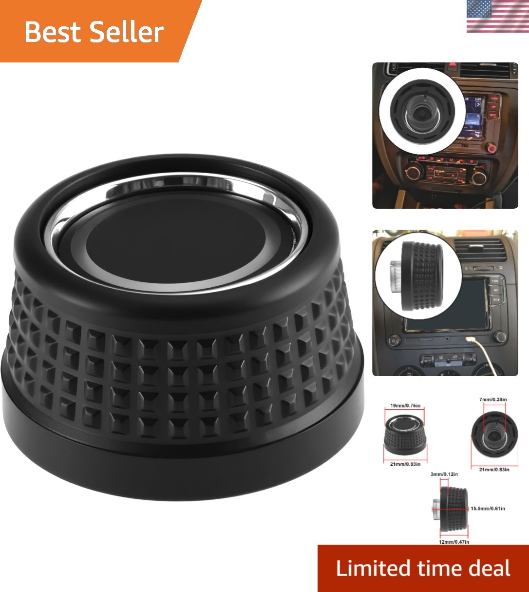 Wear-Resistant Black Plastic Car Radio Right Knob – Fits Various VW Models