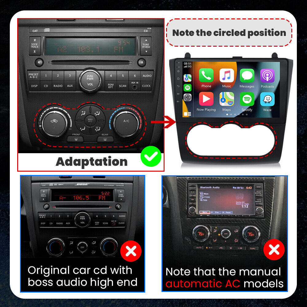 Car Radio 32GB Android AUTO GPS Stereo Carplay Media For 2008-2012 Nissan Altima