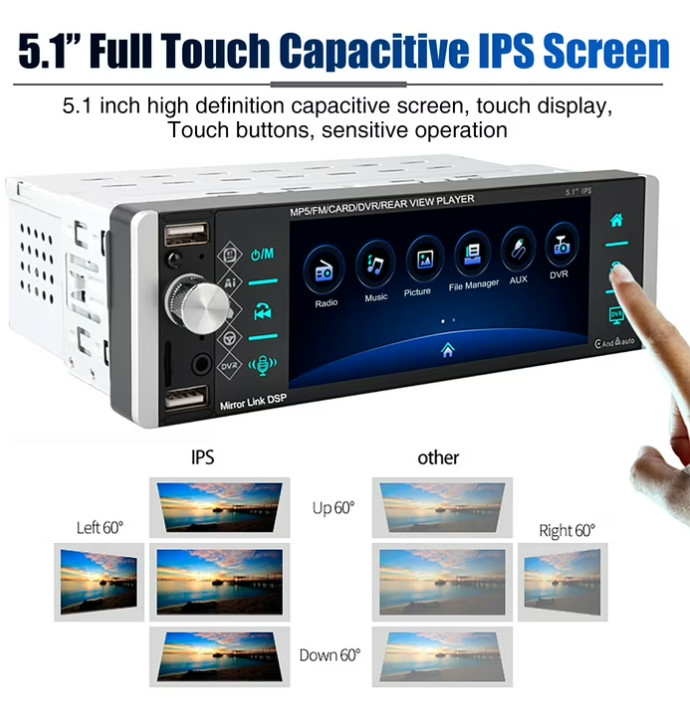 Estereo De Pantalla con Bluetooth Para Coche Carro Auto MP5 Player RCA/AUX/USB/T
