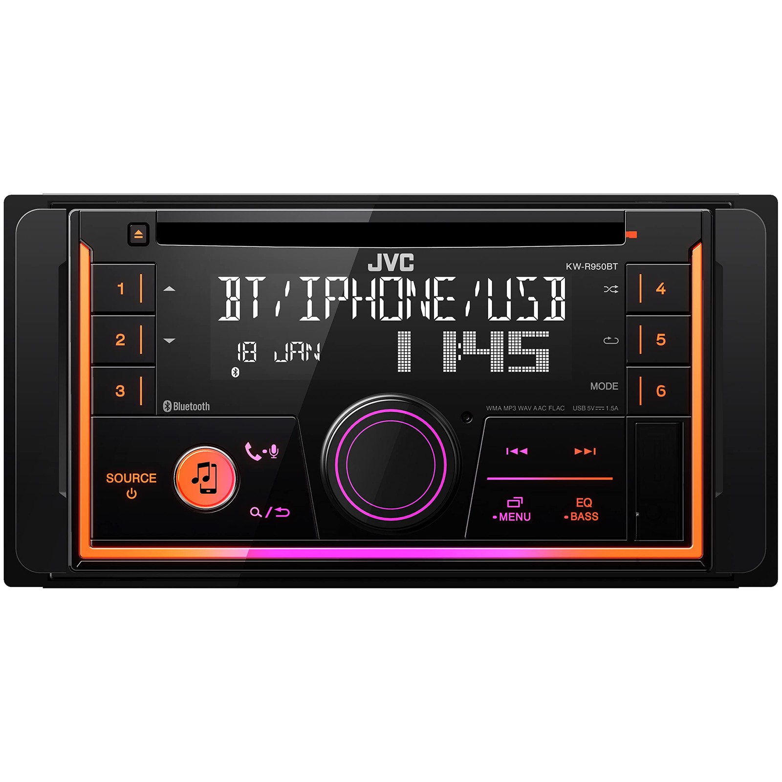 JVC KW-R950BTS Double DIN Amazon Alexa Bluetooth USB AUX AM/FM Radio CD Receiver