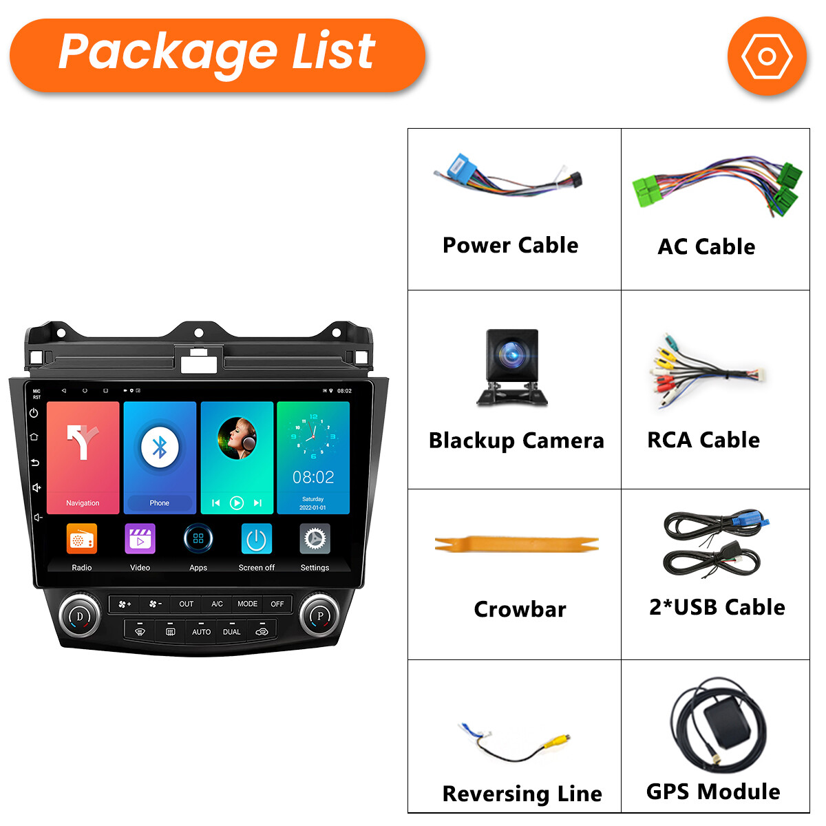 Fit Honda Accord 2003-2007 Apple Carplay Car Stereo FM Radio MP5 Backup Camera