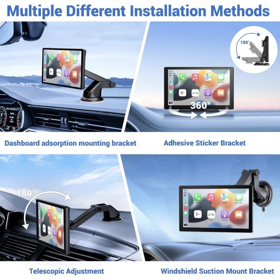 HAUXIY Wireless 9″ Apple Carplay Touchscreen 4K Dash Cam 1080p Backup Cam, GPS