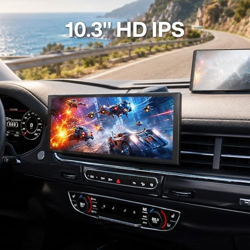 CarPlay Screen for Car, 10.3″ Wireless Apple CarPlay & Android Auto, Plug & V1
