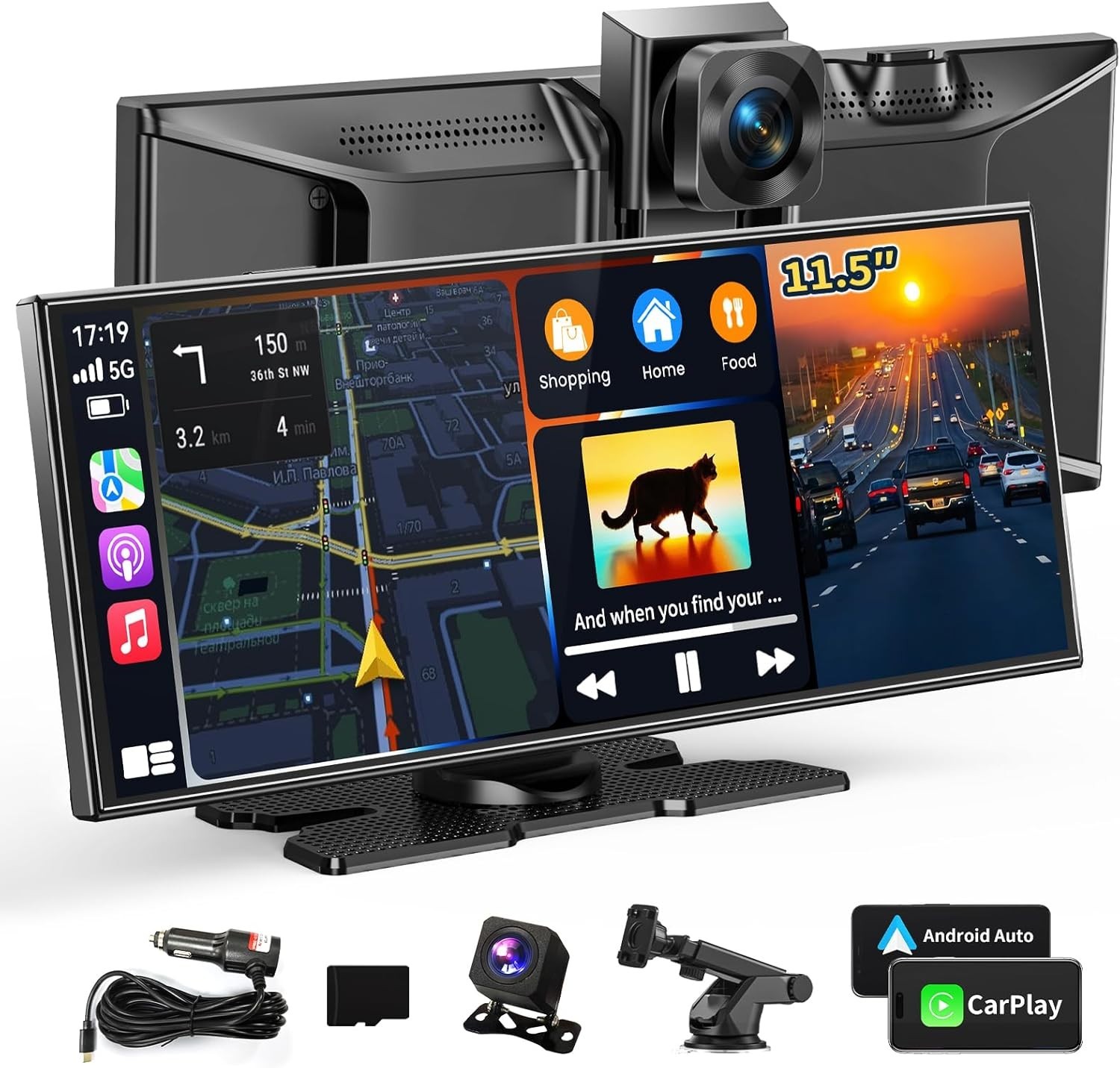 Extra Large 11.5″ Touchscreen for Car, Wireless Connectivity